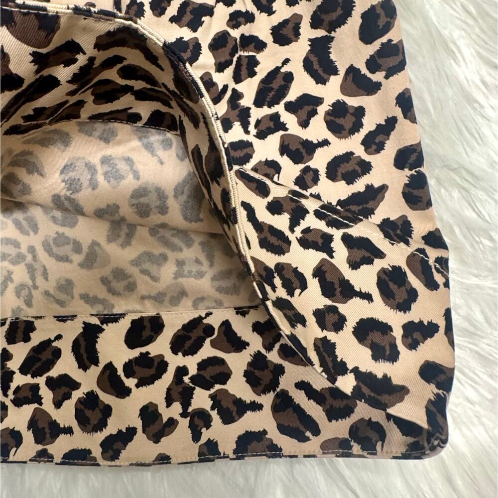 2010s Marc by Marc Jacobs Cheetah Print Cotton Mini Skirt Gold Zip Pleated Sz 4 - Picture 3 of 8